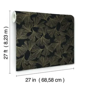Antonina Vella Gingko Toss wallpaper, color Black, SKU DD3742