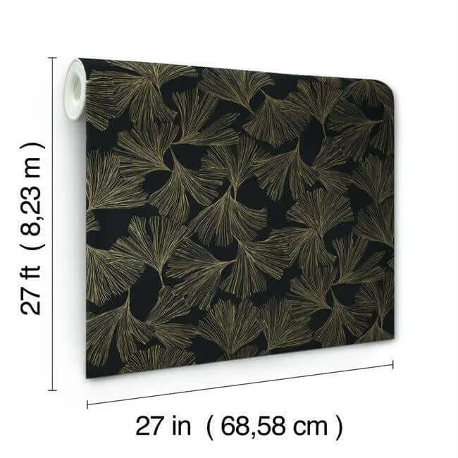 Antonina Vella Gingko Toss - Black Wallpaper | Buy Online Antonina Vella Gingko Toss wallpaper, color Black, SKU DD3742