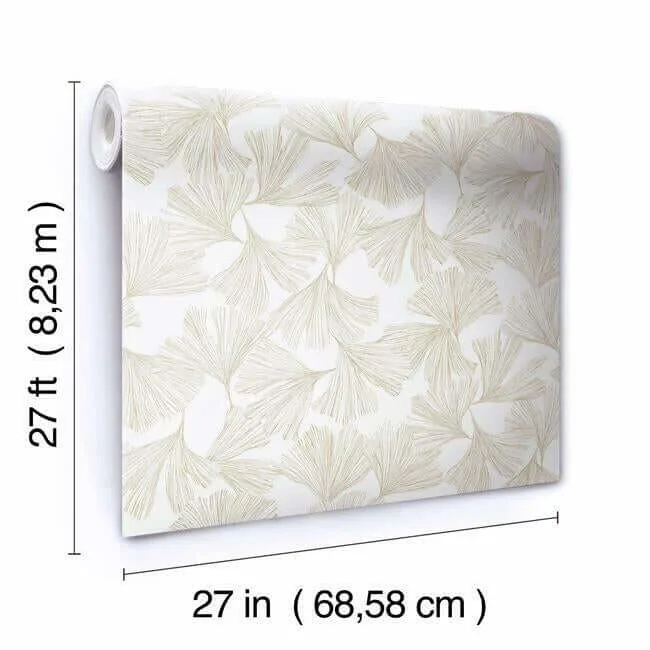Antonina Vella Gingko Toss wallpaper, color Gold, SKU DD3741