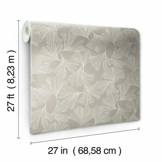 Antonina Vella Ginkgo Toss - Silver Wallpaper | Buy Online Antonina Vella Ginkgo Toss wallpaper, color Silver, SKU DD3746