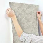 Antonina Vella Ginkgo Toss - Silver Wallpaper | Buy Online Antonina Vella Ginkgo Toss wallpaper, color Silver, SKU DD3746