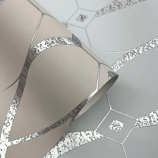 Antonina Vella Graceful Geo wallpaper, color Beige & Silver, SKU MD7175