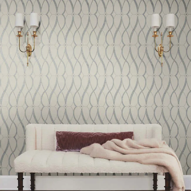 Antonina Vella Graceful Geo - Beige & Silver Wallpaper | Buy Online Antonina Vella Graceful Geo wallpaper, color Beige & Silver, SKU MD7175