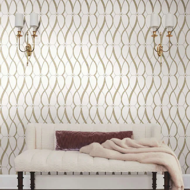 Antonina Vella Graceful Geo wallpaper, color Cream & Gold, SKU MD7171