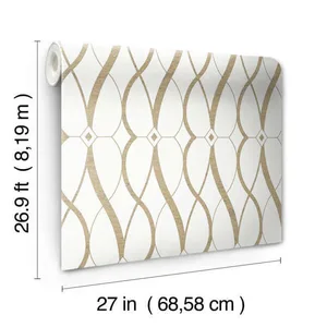 Antonina Vella Graceful Geo wallpaper, color Cream & Gold, SKU MD7171