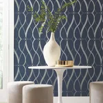 Antonina Vella Graceful Geo - Navy & Silver Wallpaper | Buy Online Antonina Vella Graceful Geo wallpaper, color Navy & Silver, SKU MD7174