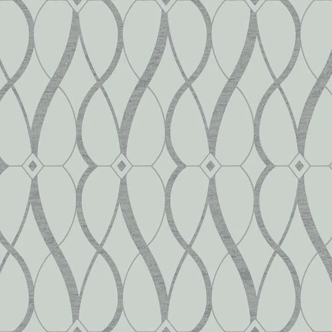 Antonina Vella Graceful Geo wallpaper, color Spa & Silver, SKU MD7172