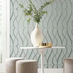 Antonina Vella Graceful Geo - Spa & Silver Wallpaper | Buy Online Antonina Vella Graceful Geo wallpaper, color Spa & Silver, SKU MD7172