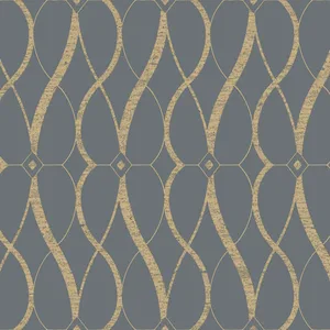 Antonina Vella Graceful Geo wallpaper, color Smoke & Gold, SKU MD7176