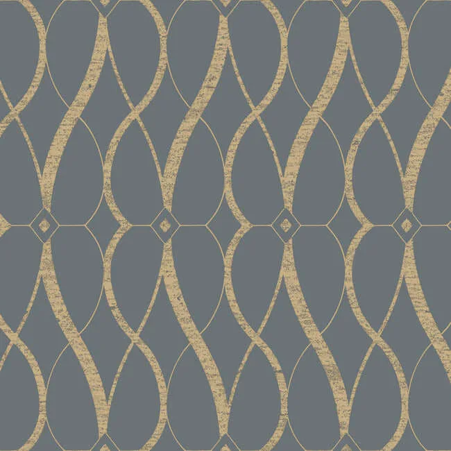 Antonina Vella Graceful Geo wallpaper, color Smoke & Gold, SKU MD7176