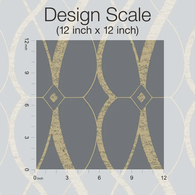 Antonina Vella Graceful Geo wallpaper, color Smoke & Gold, SKU MD7176