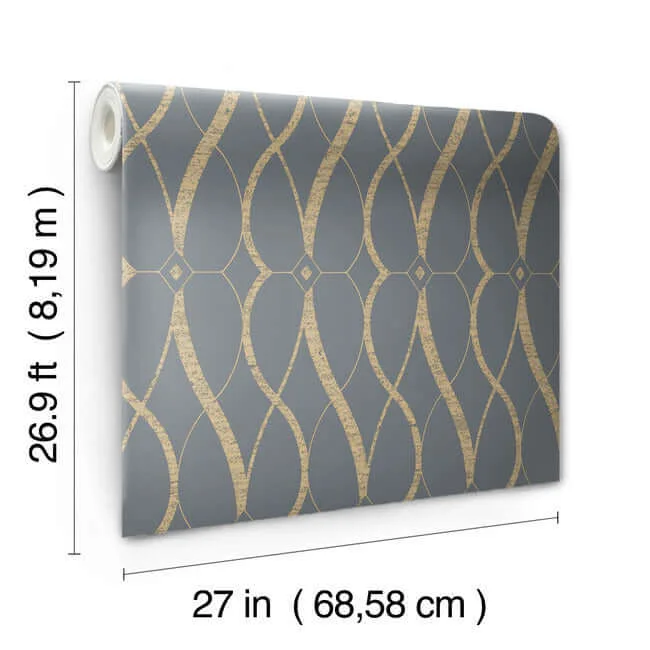 Antonina Vella Graceful Geo - Smoke & Gold Wallpaper | Buy Online Antonina Vella Graceful Geo wallpaper, color Smoke & Gold, SKU MD7176
