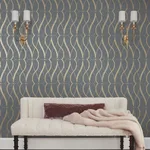 Antonina Vella Graceful Geo - Smoke & Gold Wallpaper | Buy Online Antonina Vella Graceful Geo wallpaper, color Smoke & Gold, SKU MD7176