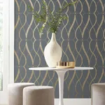 Antonina Vella Graceful Geo - Smoke & Gold Wallpaper | Buy Online Antonina Vella Graceful Geo wallpaper, color Smoke & Gold, SKU MD7176