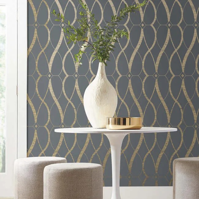 Antonina Vella Graceful Geo - Smoke & Gold Wallpaper | Buy Online Antonina Vella Graceful Geo wallpaper, color Smoke & Gold, SKU MD7176