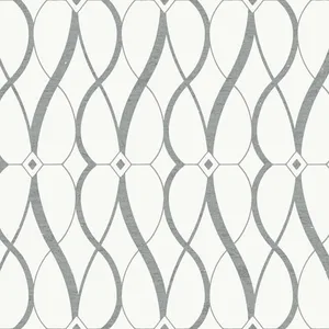 Antonina Vella Graceful Geo wallpaper, color White & Silver, SKU MD7173