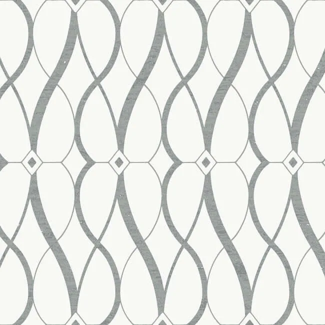Antonina Vella Graceful Geo wallpaper, color White & Silver, SKU MD7173