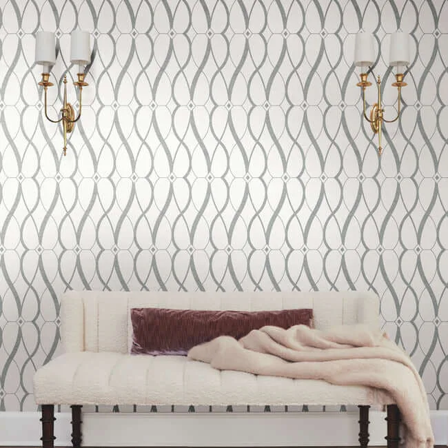 Antonina Vella Graceful Geo - White & Silver Wallpaper | Buy Online Antonina Vella Graceful Geo wallpaper, color White & Silver, SKU MD7173