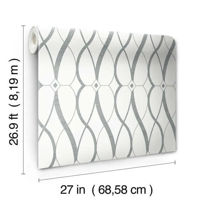 Antonina Vella Graceful Geo - White & Silver Wallpaper | Buy Online Antonina Vella Graceful Geo wallpaper, color White & Silver, SKU MD7173