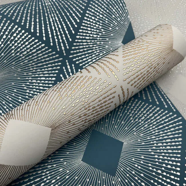 Antonina Vella Harlowe - Blue & Silver Wallpaper | Buy Online Antonina Vella Harlowe wallpaper, color Blue & Silver, SKU MD7131