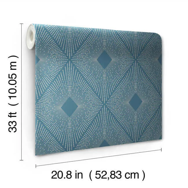 Antonina Vella Harlowe - Blue & Silver Wallpaper | Buy Online Antonina Vella Harlowe wallpaper, color Blue & Silver, SKU MD7131