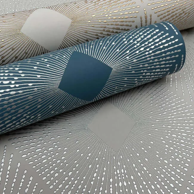 Antonina Vella Harlowe - Blue & Silver Wallpaper | Buy Online Antonina Vella Harlowe wallpaper, color Blue & Silver, SKU MD7131
