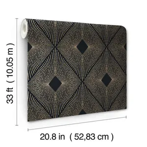 Antonina Vella Harlowe wallpaper, color Black & Gold, SKU NW3593