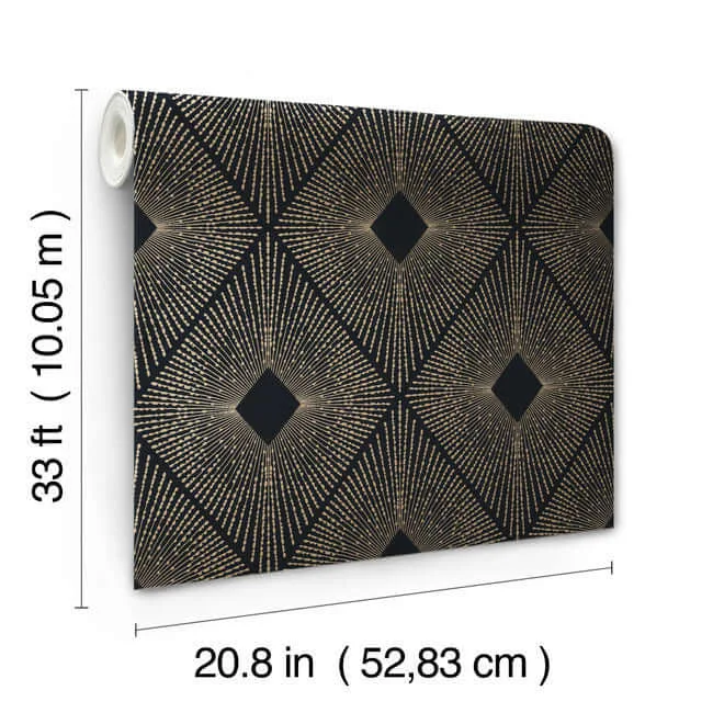 Antonina Vella Harlowe - Black & Gold Wallpaper | Buy Online Antonina Vella Harlowe wallpaper, color Black & Gold, SKU NW3593