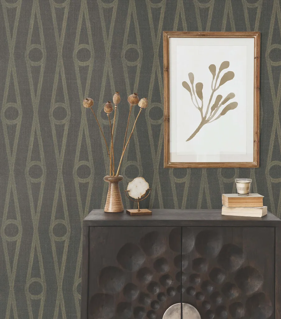 Antonina Vella Henlein wallpaper, color Charcoal, SKU AB3014