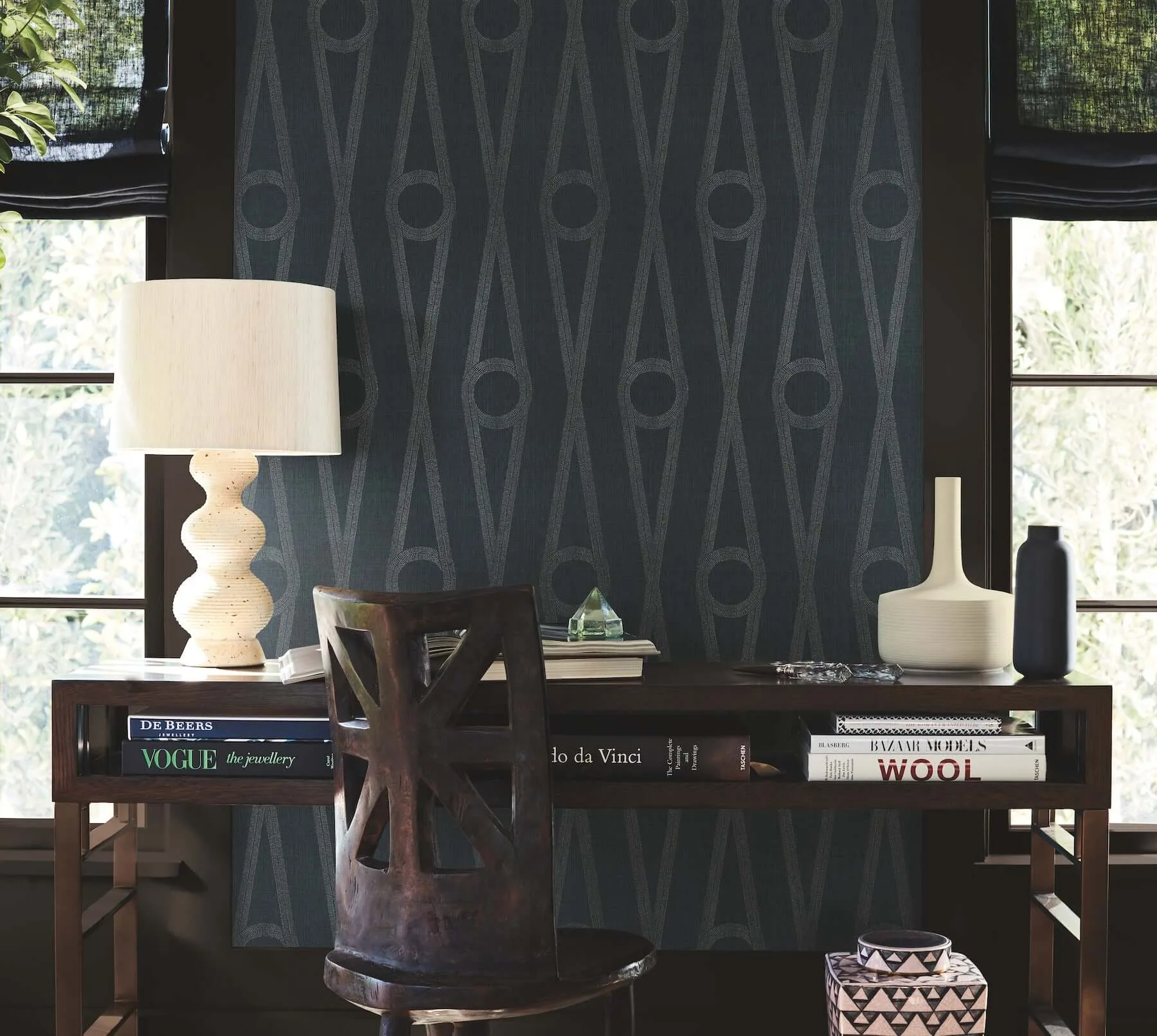 Antonina Vella Henlein wallpaper, color Indigo, SKU AB3015