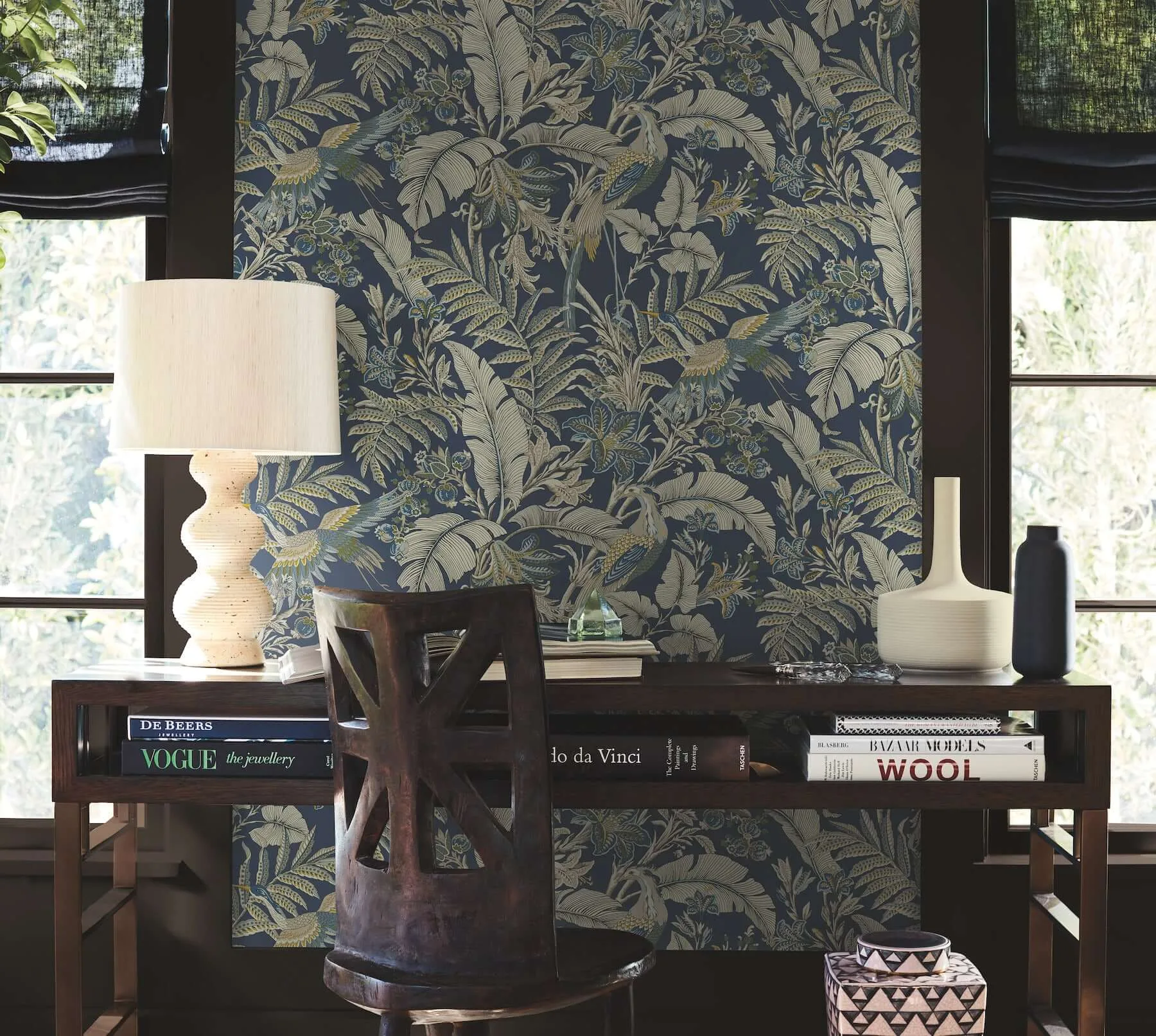 Antonina Vella Heronwood wallpaper, color Navy, SKU AB3103