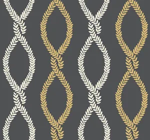 Antonina Vella Laureate wallpaper, color Off Black, SKU VP1324