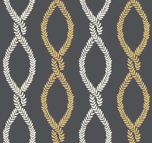 Antonina Vella Laureate wallpaper, color Off Black, SKU VP1324