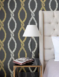 Antonina Vella Laureate wallpaper, color Off Black, SKU VP1324