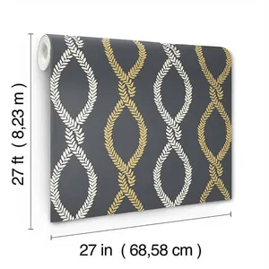 Antonina Vella Laureate wallpaper, color Off Black, SKU VP1324