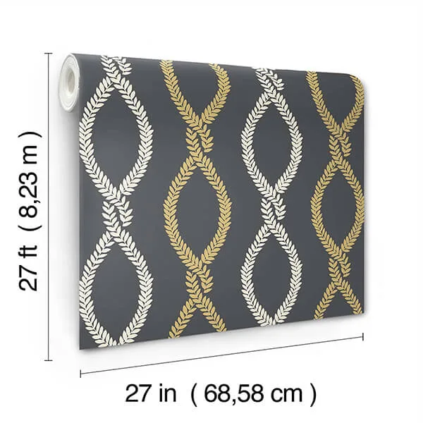 Antonina Vella Laureate - Off Black Wallpaper | Buy Online Antonina Vella Laureate wallpaper, color Off Black, SKU VP1324