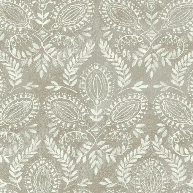 Antonina Vella Laurel Damask wallpaper, color Brown, SKU BO6732