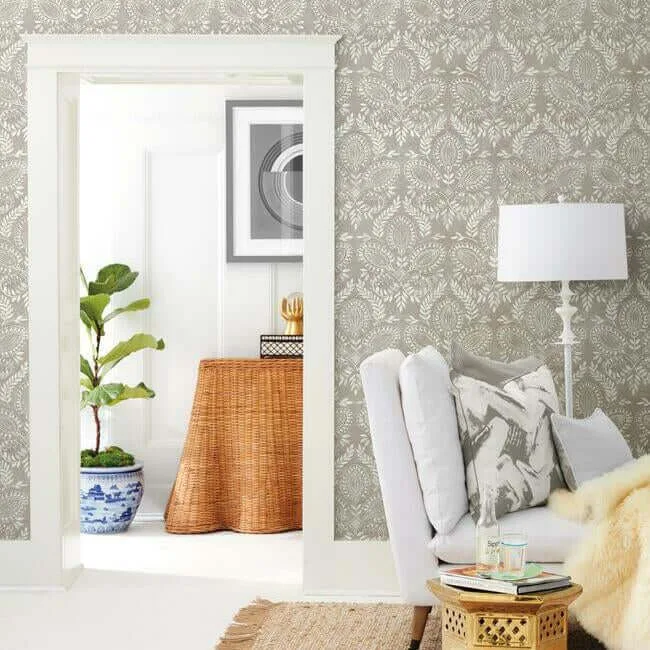 Antonina Vella Laurel Damask - Brown Wallpaper | Buy Online Antonina Vella Laurel Damask wallpaper, color Brown, SKU BO6732
