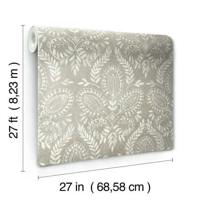 Antonina Vella Laurel Damask - Brown Wallpaper | Buy Online Antonina Vella Laurel Damask wallpaper, color Brown, SKU BO6732