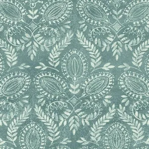 Antonina Vella Laurel Damask wallpaper, color Teal, SKU BO6735