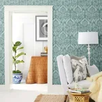 Antonina Vella Laurel Damask - Teal Wallpaper | Buy Online Antonina Vella Laurel Damask wallpaper, color Teal, SKU BO6735