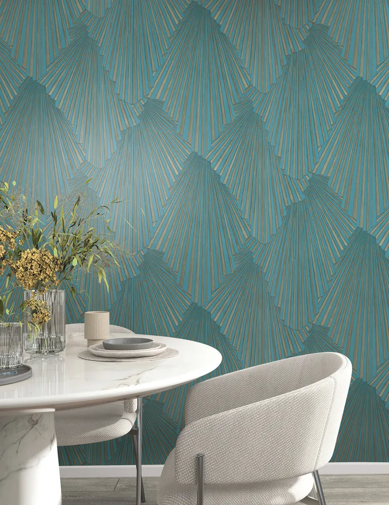 Antonina Vella Lumiere wallpaper, color Teal, SKU MA35850