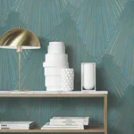 Antonina Vella Lumiere - Teal Wallpaper | Buy Online Antonina Vella Lumiere wallpaper, color Teal, SKU MA35850