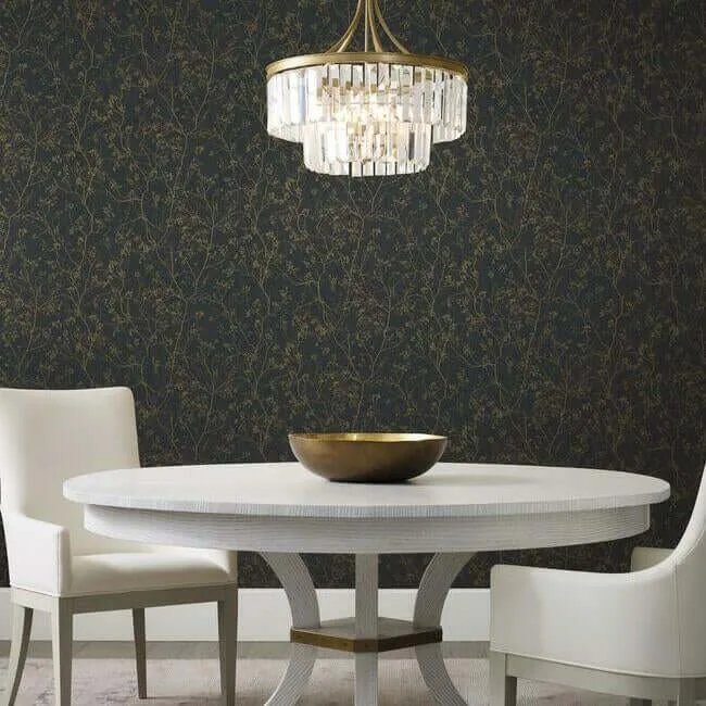 Antonina Vella Luminous Branches wallpaper, color Black & Gold, SKU DD3811