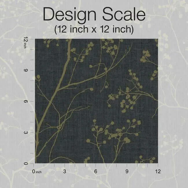Antonina Vella Luminous Branches wallpaper, color Black & Gold, SKU DD3811