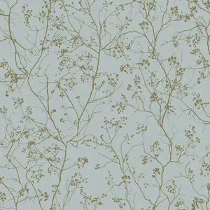 Antonina Vella Luminous Branches wallpaper, color Blue & Gold, SKU DD3813