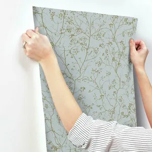 Antonina Vella Luminous Branches wallpaper, color Blue & Gold, SKU DD3813