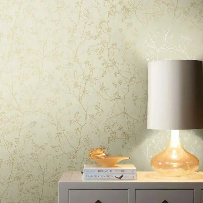 Antonina Vella Luminous Branches - Cream & Gold Wallpaper | Buy Online Antonina Vella Luminous Branches wallpaper, color Cream & Gold, SKU DD3812