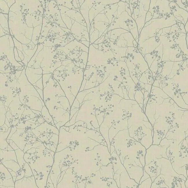 Antonina Vella Luminous Branches wallpaper, color Taupe & Silver, SKU DD3815