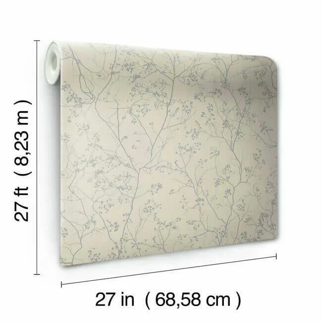 Antonina Vella Luminous Branches - Taupe & Silver Wallpaper | Buy Online Antonina Vella Luminous Branches wallpaper, color Taupe & Silver, SKU DD3815